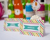 Popsicle Party Food Signs Carnival Placecards Birthday Party Food Label set of 4 by Belleza e Luce