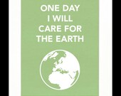 Children's Art Print Poster, Nursery Art, Children's Room, Creation, Earth Lover, One Day I Will Care for the Earth, 11x14 Print