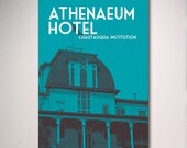 Chautauqua Institution Athenaeum Hotel Poster, Chautauqua Lake Poster, Vacation Art Print Poster, Travel Art, 12x18 Print
