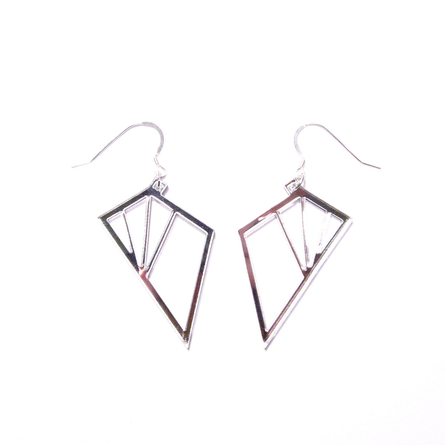 geometric abstraction heart earrings (mirrored)