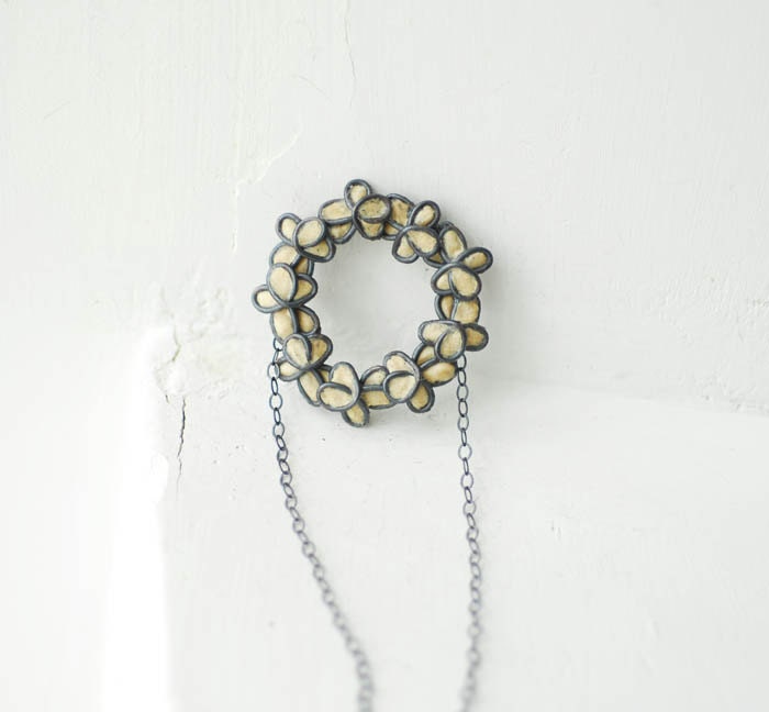 Ivory White Bridal Forget Me Not Flower Necklace in Sterling Silver, Paper 1st Anniversary Gift....