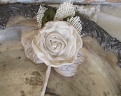Burlap Wedding Boutonniere Custom Made to Match Your Colors