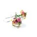 Beaded Dangle Earrings, OOAK Handcrafted Glass Earrings, Pink, Green & Cream Lampwork Glass Flower Earrings, Lampwork Bead Earrings
