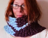 Plum and Aquamarine Chevron Thick and Cozy Scarf Neckwarmer Cowl