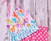 Ruffle Tank Top and Shorts Set Outfit for Toddlers and Girls in Magical Ponies by Charming Necessities