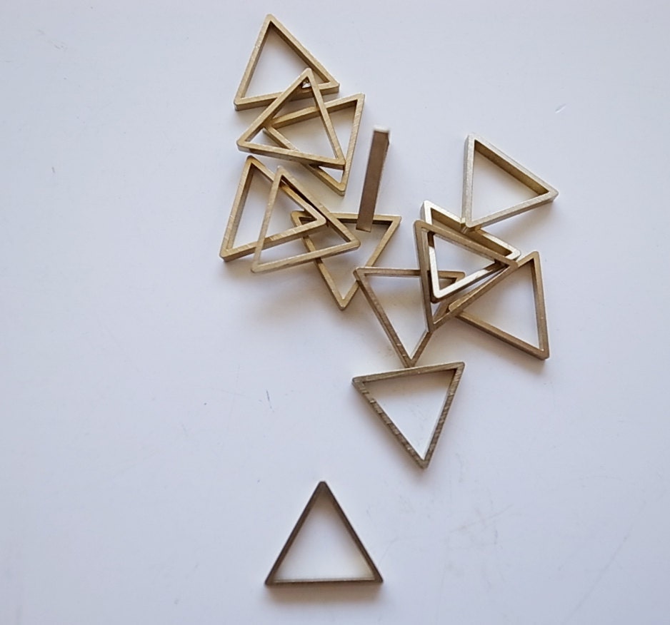 20 pieces of cut raw brass thick tube outline charm in tiny triangle 10 x 1.2mm thin