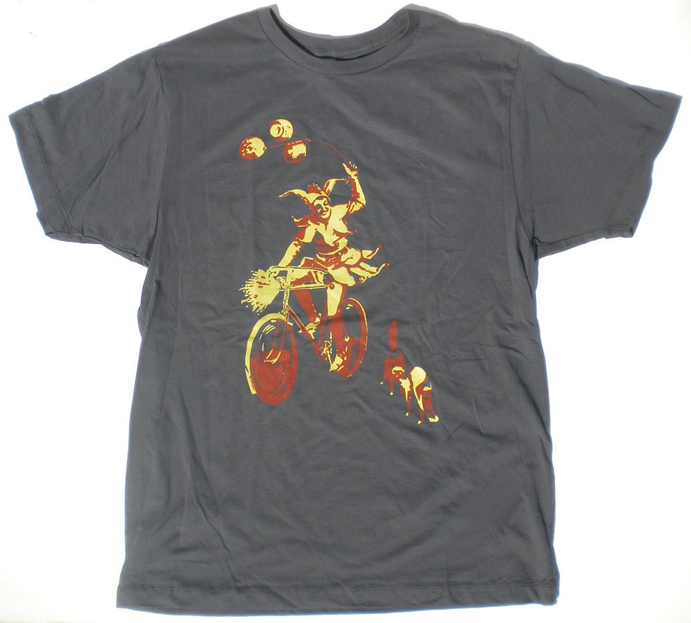 Bike Tee in Men's Dark Grey S, The Jester and the Scaredy Cats M, L, XL