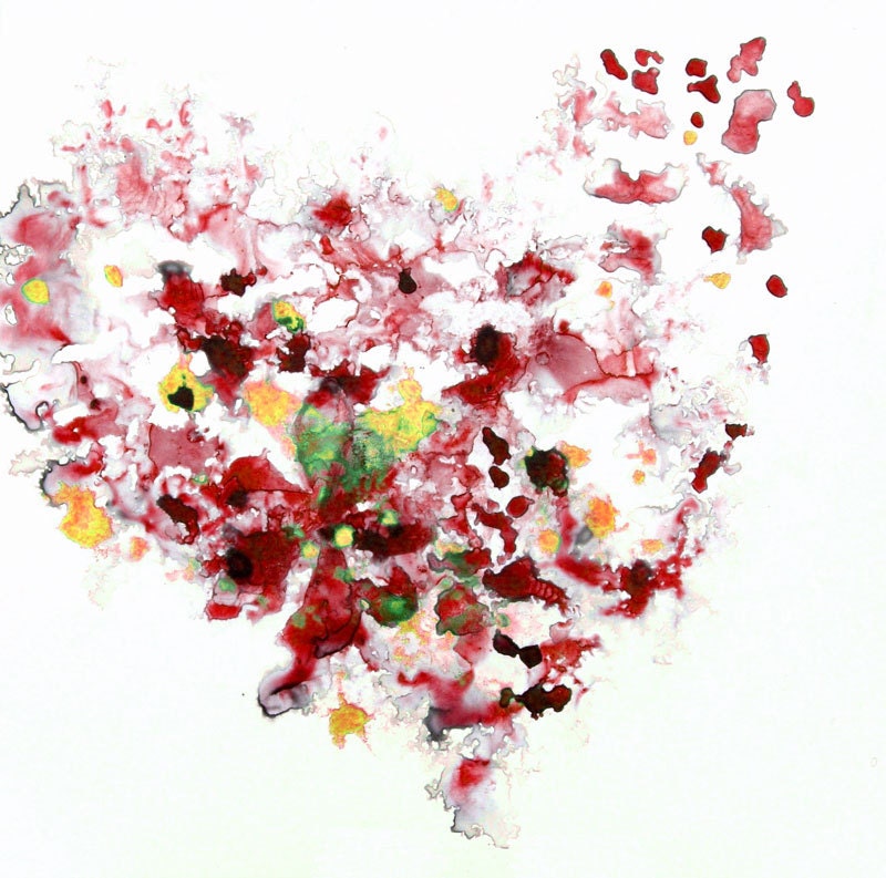 Heart A Flutter Fine Art Print -Small Red Art Abstract 5 x 5