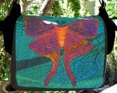 Laptop Bag - Luna Moth Nouveaux - Fiber Art - Messenger Bag - Fits 13" To 17" Laptop - Original Design