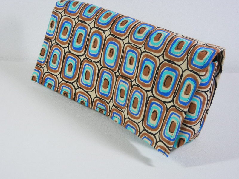 Coupon Organizer Rectangles in Blue and Brown Heavy Duty Fabric