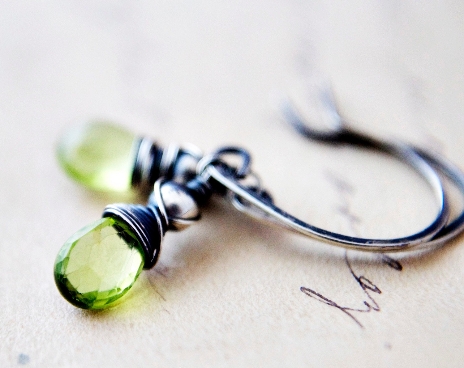Peridot Gemstone Jewelry Earrings August Silver Dangle Neon