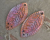 PRE ORDER Handmade Copper 3 hole Leaf pair