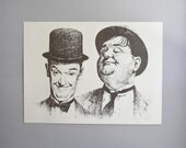 laurel & hardy / large vintage comedian print