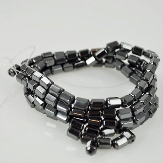 82 Magnetized Hematite Beads - Octagon Shaped Barrel
