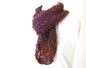 Handknit Lace Plum to Burgundy Ombre Scarf