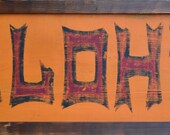 Aloha Vintage Wood Sign Tiki Bar Room Hawaii Hawaiian Aged Old Weathered Orange