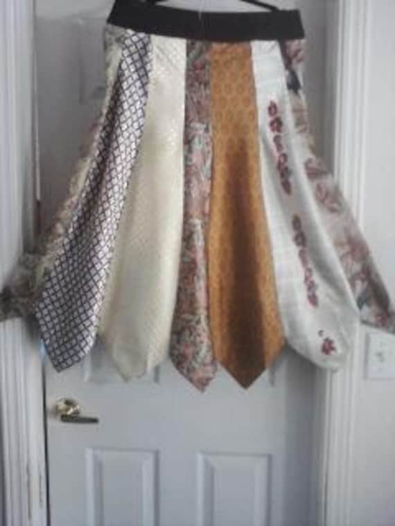 RePurposed NeckTie Skirt 30 to 36 inch waist 1 O A K Funky Fun Boho, Hippy FREE SHIPPING