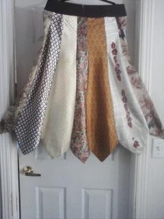 RePurposed NeckTie Skirt 30 to 36 inch waist 1 O A K Funky Fun Boho, Hippy FREE SHIPPING