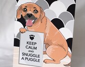 Keep Calm Puggle Greeting Card