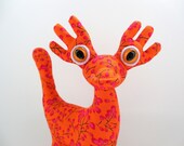 Dragon Plush Toy, Orange Weird Stuffed Animal Monster by Adopt an Alien named Mazer