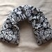 Lavender Flax Seed Neck Wrap - Black and White Damask - Hot Cold Wrap - Flaxseed Neck Pillow