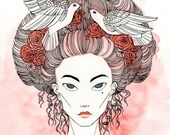 The Countess - 7.5 x 5 Original Painting - ink and watercolor - one of a kind