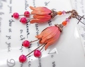 Tulip Ombre peach and pink tulip earrings