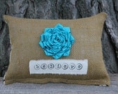 Personalized Pillow - Create Your Own Burlap Pillow - choose from many fabrics and colored flowers