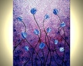 Original Abstract Purple Tulips Impasto White Flowers Landscape Painting Modern Palette Knife Art by Lafferty 20x16