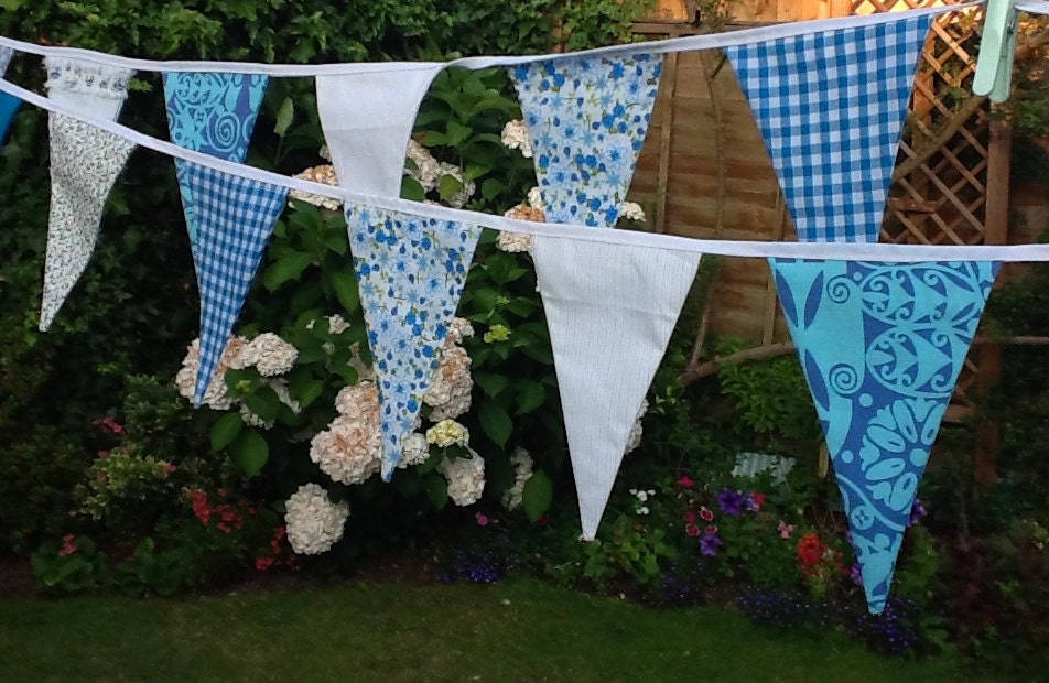 Extra Long Blue Bunting with 50 flags - Something Blue 32 ft Long, weddings, parties, decoration