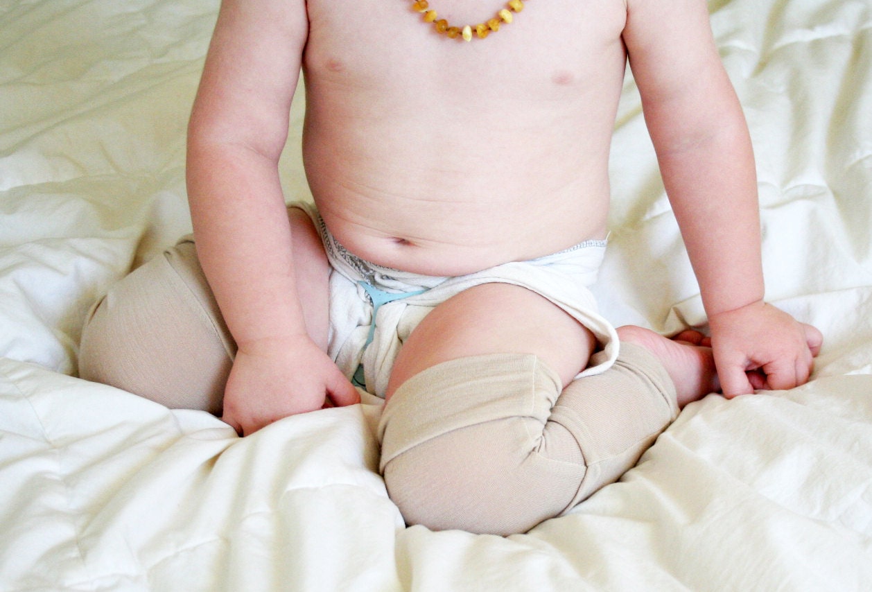 Baby Leg Warmers made from soft wool jersey - beige - EC tights - cloth diaper leggings