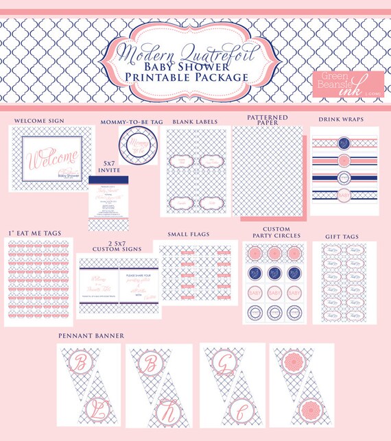 MODERN QUATREFOIL Printable Party Decor Package Il_570xn