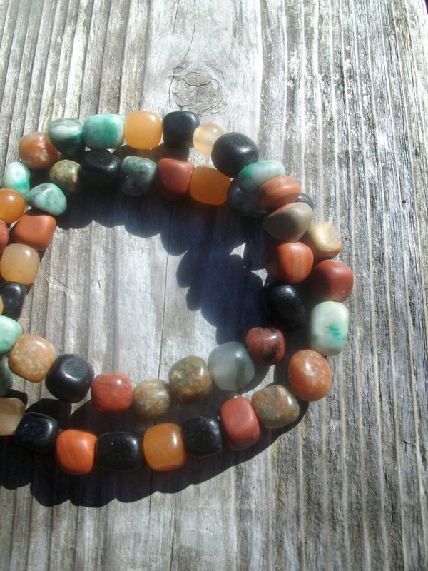 Fall Spice"  Jade Gemstone Nugget  Bracelet  / Fall Fashion Bracelet / BFF bracelets