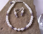 Girls Purple Tanzanite Bracelet Earrings, Flowergirl Purple Tanzanite Bracelet Earrings, Wedding, Bride, Girls Birthday