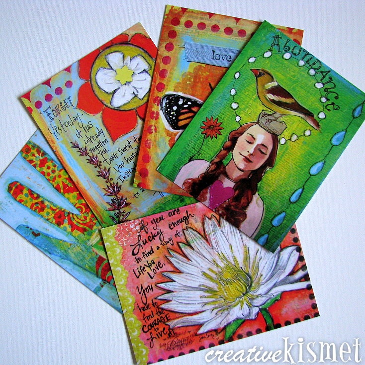 SALE Positively Bright Postcard set of 5