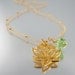 Gold Lotus Flower Necklace - Choose your birthstone color