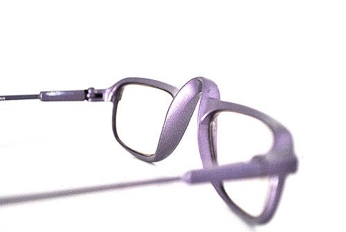 metallic LAVENDER chic shimmery SCULPTED vintage 80s japan designer luxe half-frame lilac aluminum PANACHE eyewear eyeglass frames