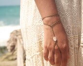 Slave Bracelet Hand Bracelet Piece Hipster Bronze Chain Bohemian One Mother Pearl Bead Two Strand Hand Jewelry