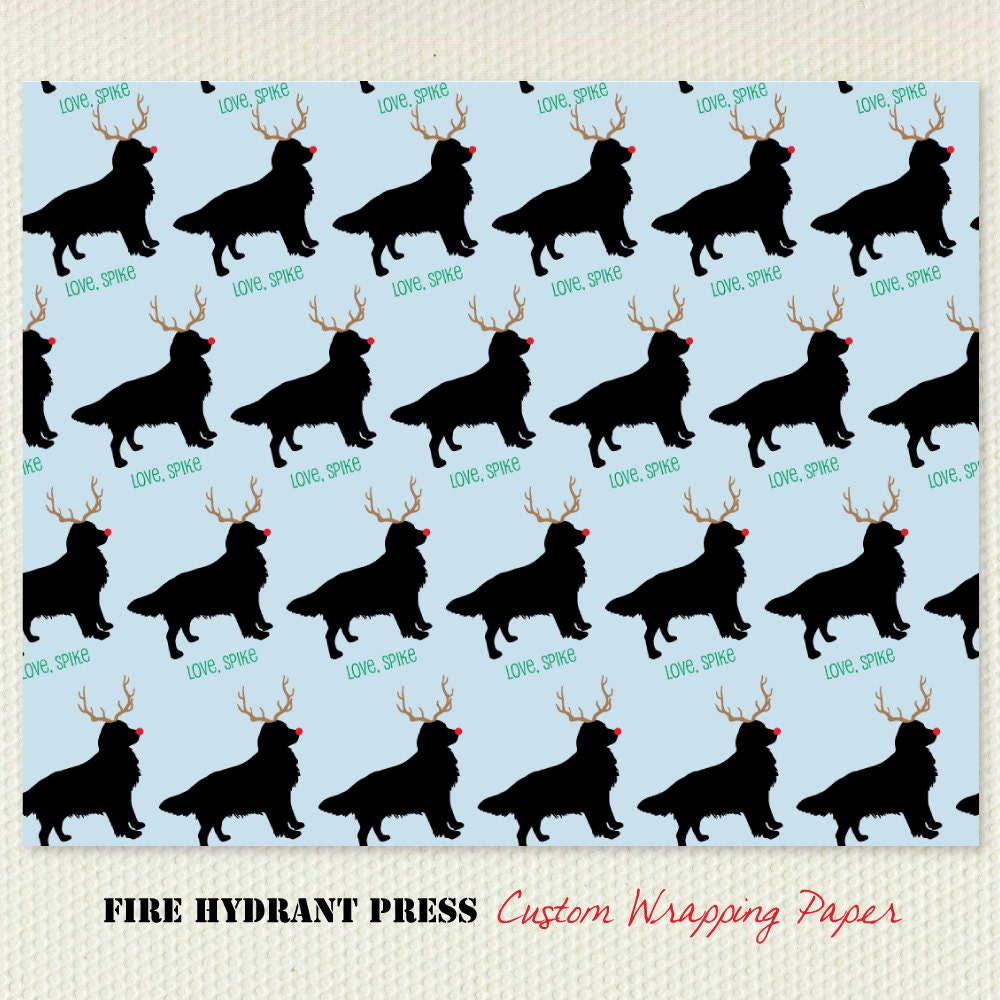 Dog Silhouette Wrapping Paper Reindeer Antlers 12 Foot Roll