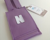 Personalized Leather Luggage Tag Monogrammed with Letter Initial - choose your colors and letter, made to order