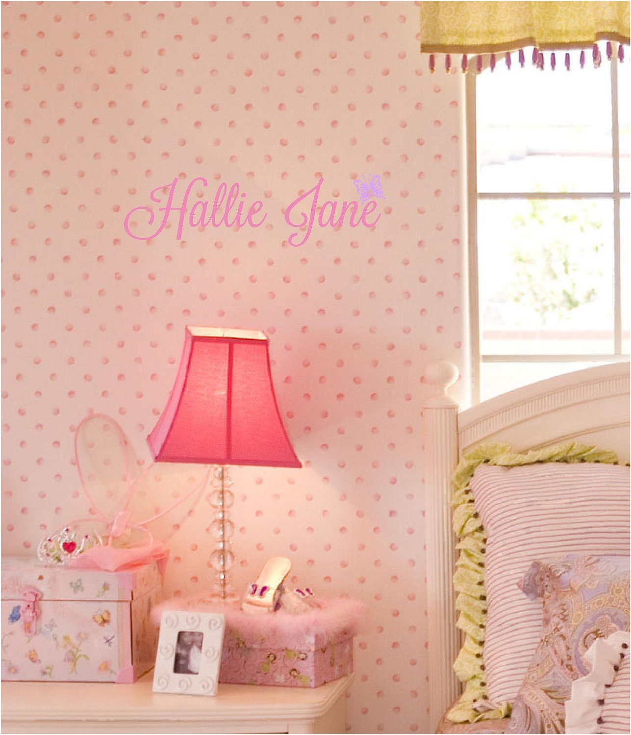 Custom Girls Name & Middle Name with Crown OR Butterfly wall saying vinyl lettering
