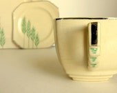 Leigh Ware Ultra Green Wheat Art Deco Teacup & Saucer: 1930s Dustbowl Glam
