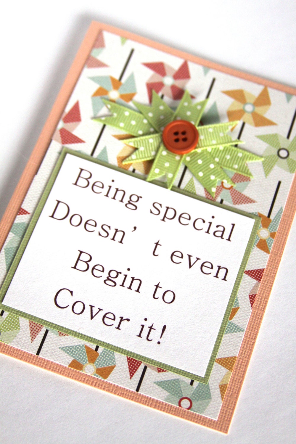 Handmade Card, You're Special, Whimsical Card, Pinwheel Card, Anniversary Card