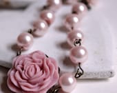 Pale pink pearl bracelet old rose bracelet small medium large summer wedding bracelet floral jewelry  THREE for TWO B11