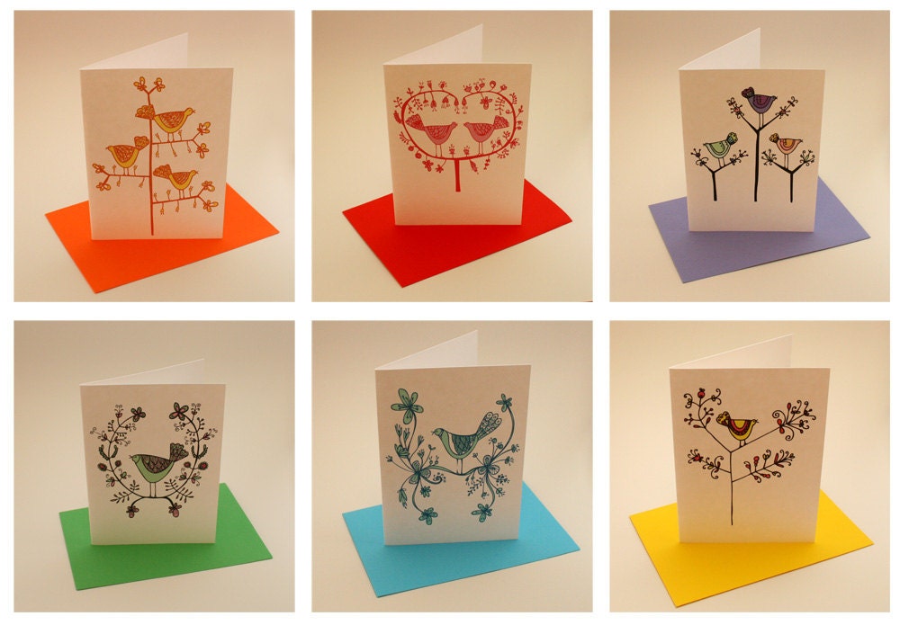 Pack of six greeting cards - Beautiful Birds
