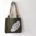 Waxed Canvas Tote Bag with Vintage Lace - Hunter Green