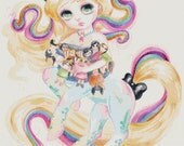 Modern Cross Stitch Kit By Simona Candini 'Little Miss Dolly' - Extra Large Needlecraft Kit