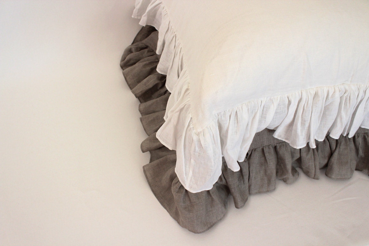 IVY...EURO SHAM with sheer linen hemmed ruffle