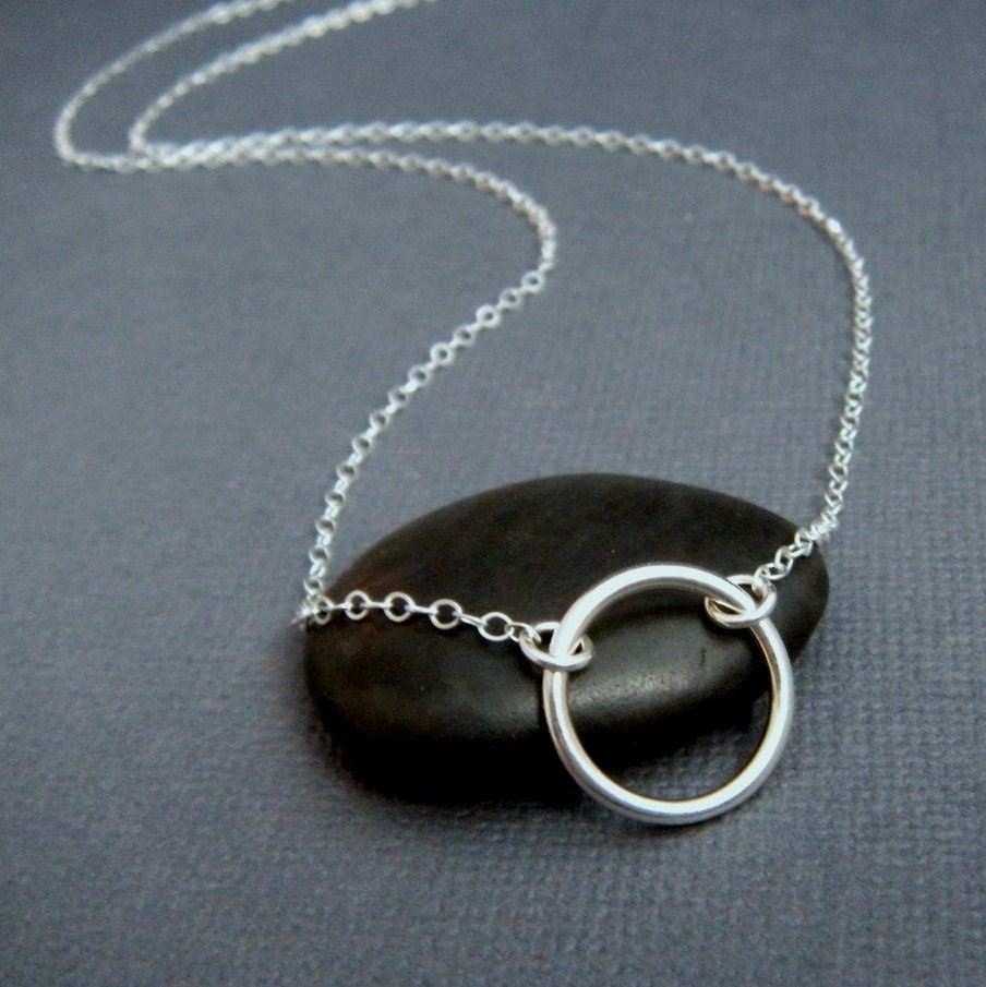 eternity circle necklace. sterling silver circle necklace. large ring. simple. delicate. dainty. everyday. zen jewelry. 1/2" open circle