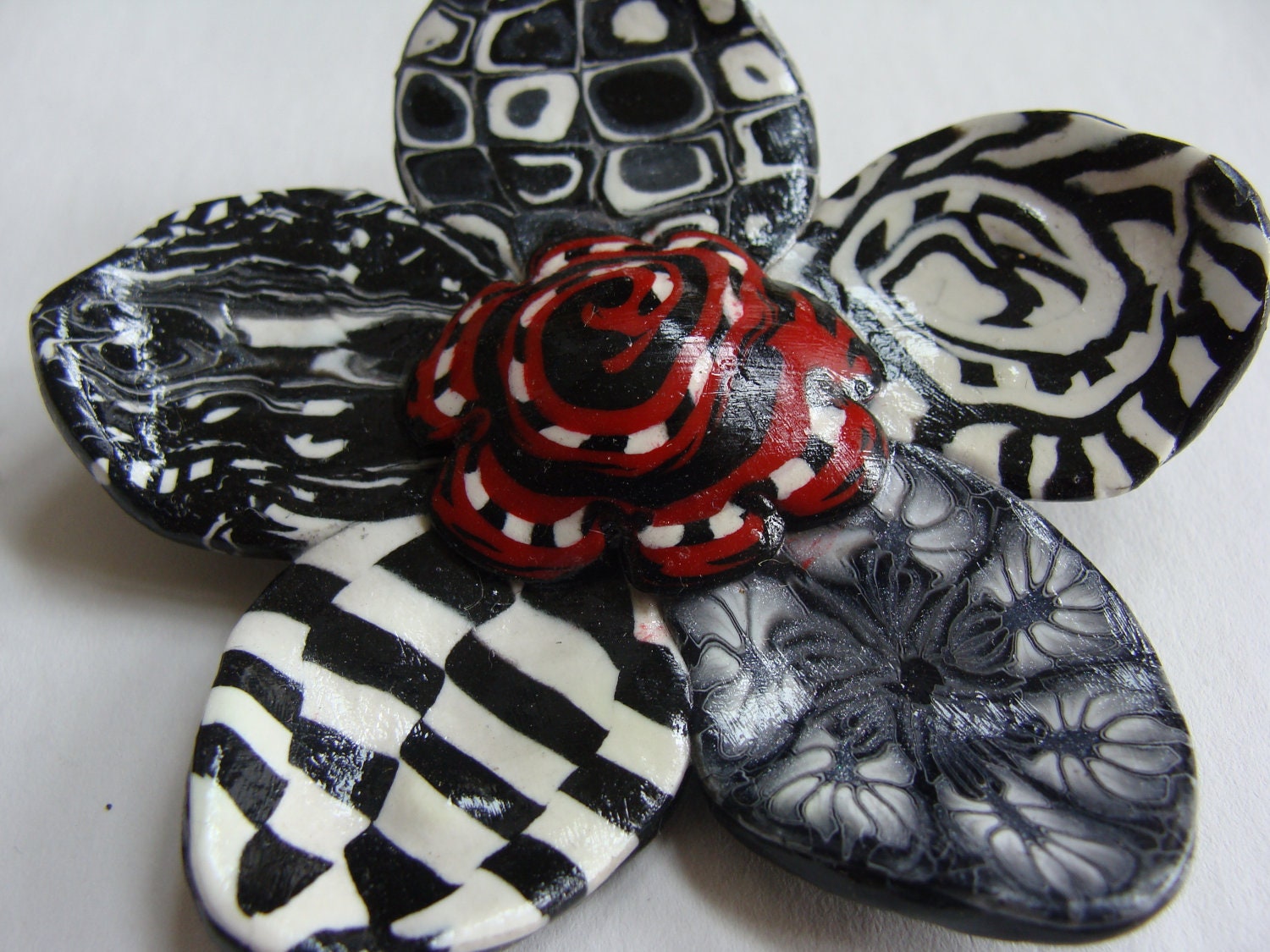 Polymer Clay Flower Pin or Pendant